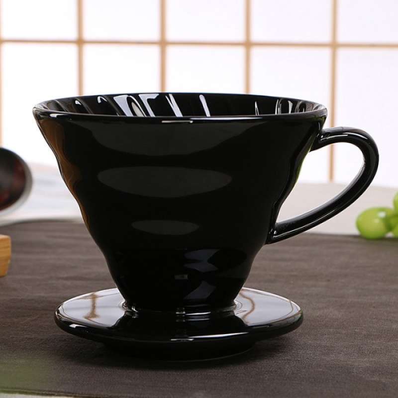 Jual DRH Ceramic V60 Coffee Dripper 01 Black Alat Seduh Kopi Manual di