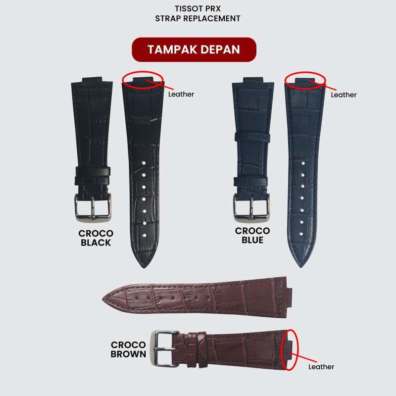 Jual Strap Watch Tali Kulit Jam Tangan Tissot PRX Power Matic 80