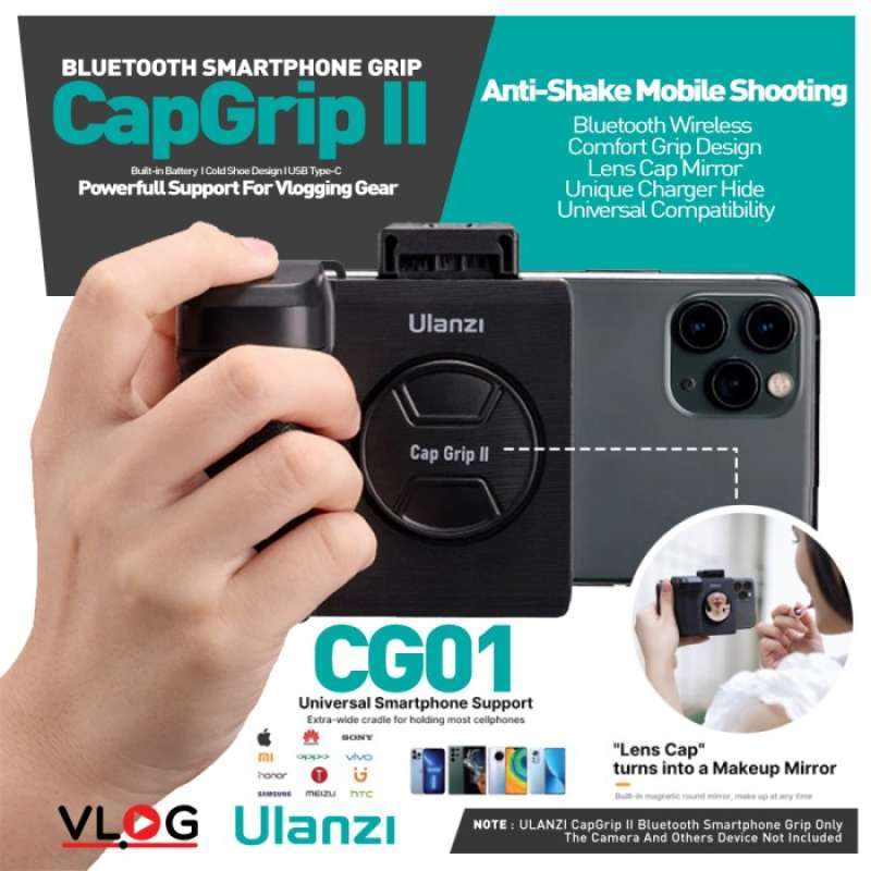 Promo Ulanzi Cg01 Capgrip Ii Bluetooth Smartphone Handle Grip Mirror ...