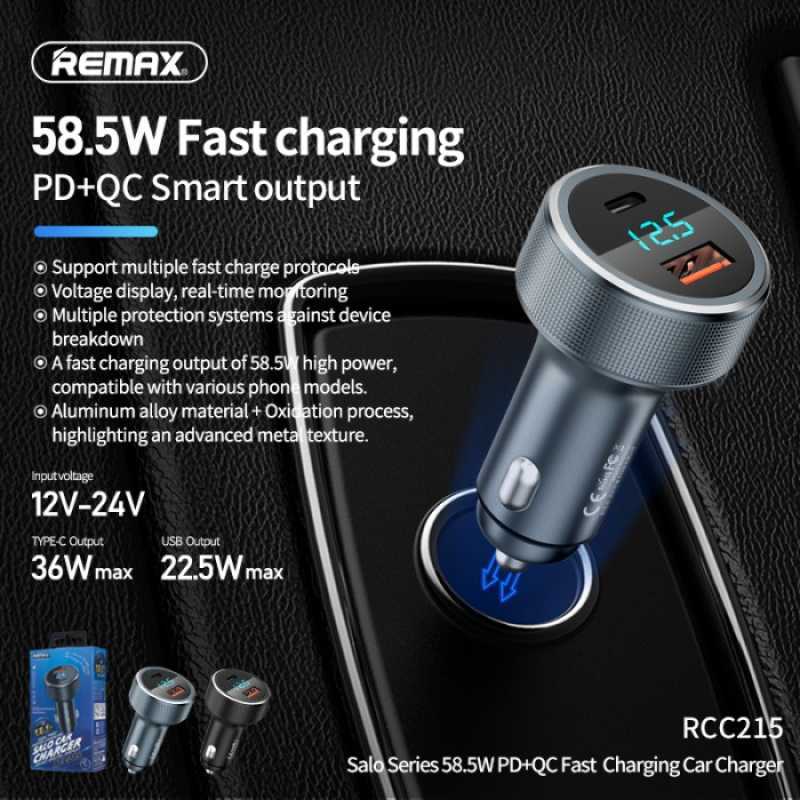 Promo REMAX Charger Mobil 58.5W PDHQC Fast Charging Car Charger RCC-215 ...