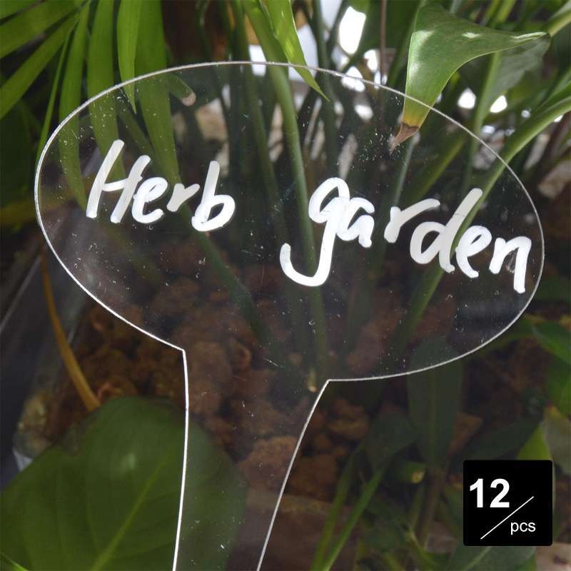 Promo 12x Clear Plant Marker Label and Pen for Greenhouse Outdoor