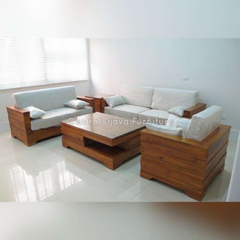 Jual Kursi & Meja Tamu Sofa Modern Kayu Jati Minimalis Furniture Jepara Multicolor di