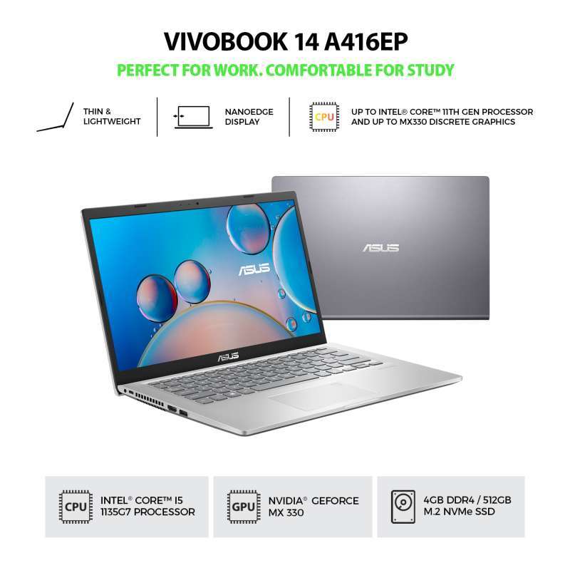 Jual ASUS A416EP-FHD552 Notebook - Slate Grey [Intel Core i5-1135G7