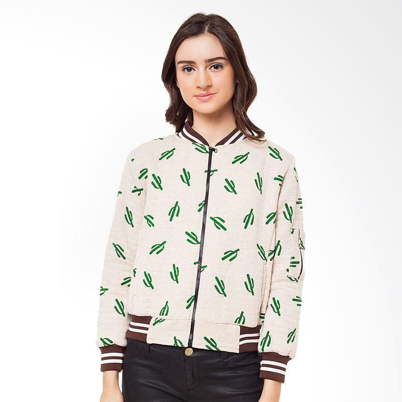 Jual Boontie Full Kaktus Jacket Bomber Wanita - Cream