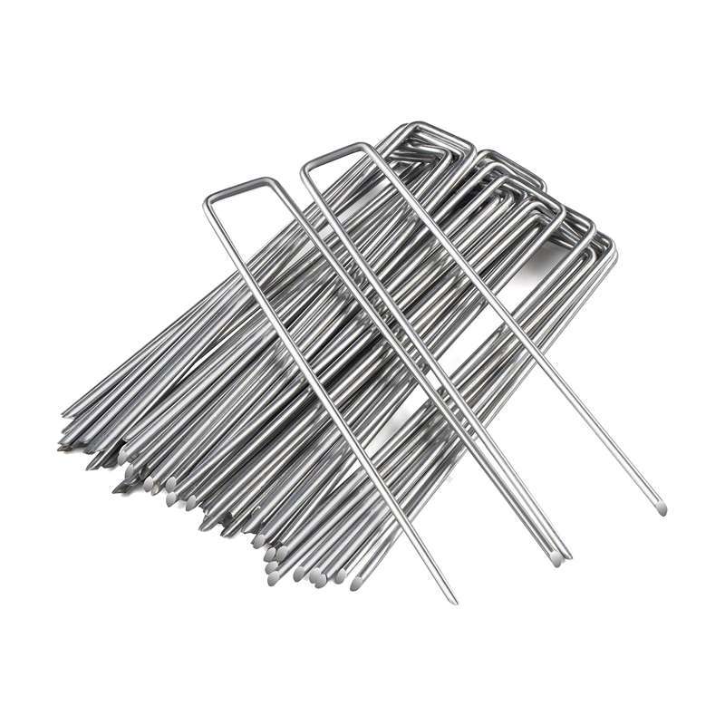 Jual Heavy Duty Anti Rust 50 Packs Galvanised Steel Garden Stakes Ground Anchor silver di Seller