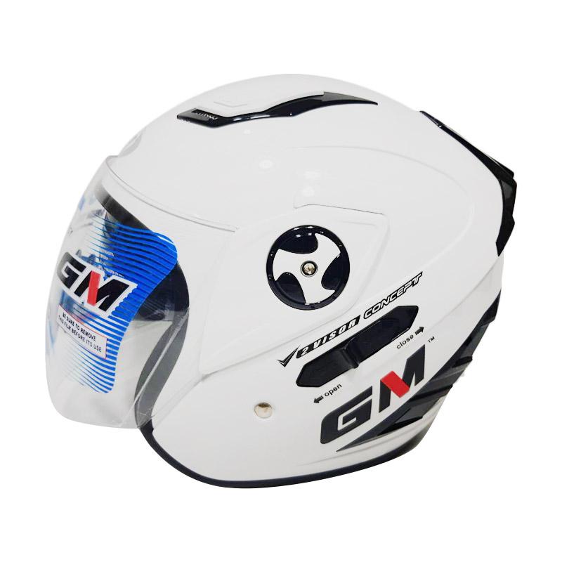 Jual GM Interceptor Double Visor Helm Half Face White L di Seller