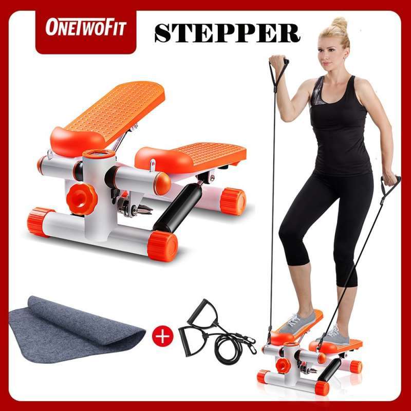 ONETWOFIT Mini Stepper With Resistance Bands, Steppers For Exercise At Home, Steppers For Exercise 350lbs Weight Capacity, Hydraulic Fitness Stepper For Home