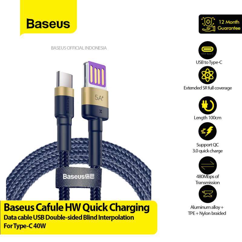 Baseus Cafule Cable - Double Side USB to microUSB QC 3.0, 2.4 A, 1 m (Red