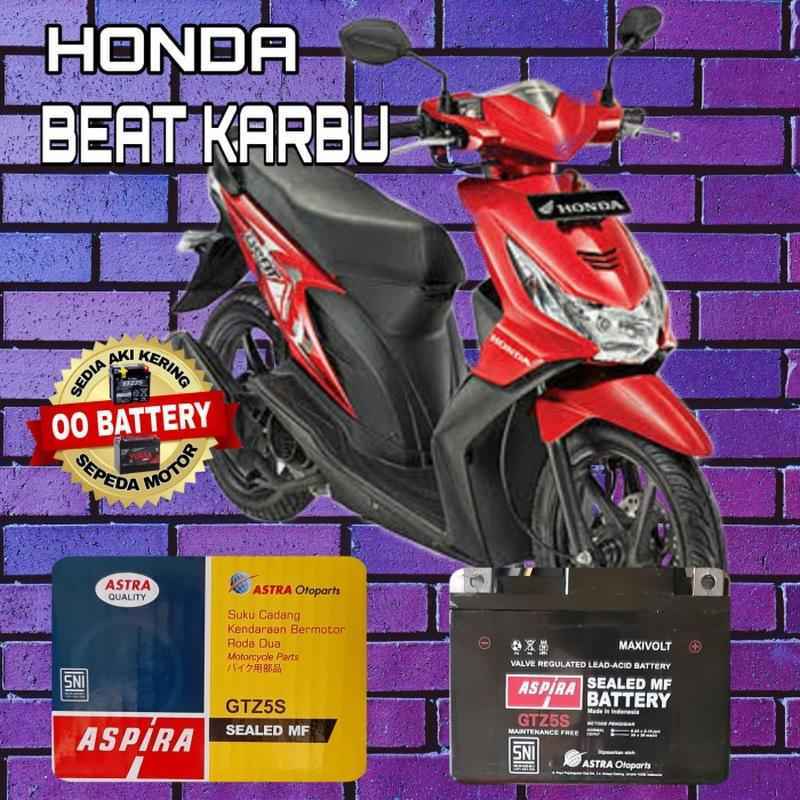 Jual Aki Kering Motor HONDA Beat Merk Aspira Gtz5S 12V-3,5Amph-10Hr di