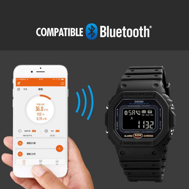 Jual Jam Tangan Pria Smartwatch Bluetooth Skmei 1743 Black Di Seller ...