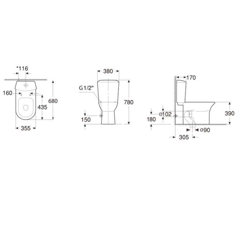 Jual Kloset Closet Closed Coupled Wc Roca Nexo A34261600d Di Seller ...