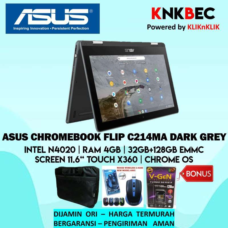 Jual NOTEBOOK ASUS CHROMEBOOK FLIP C214MA DARK GREY [N4020 RAM 4GB 32GB