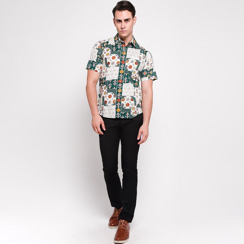 Jual Danar Hadi Motif Tambal Jepang Slim Fit Kemeja Pendek