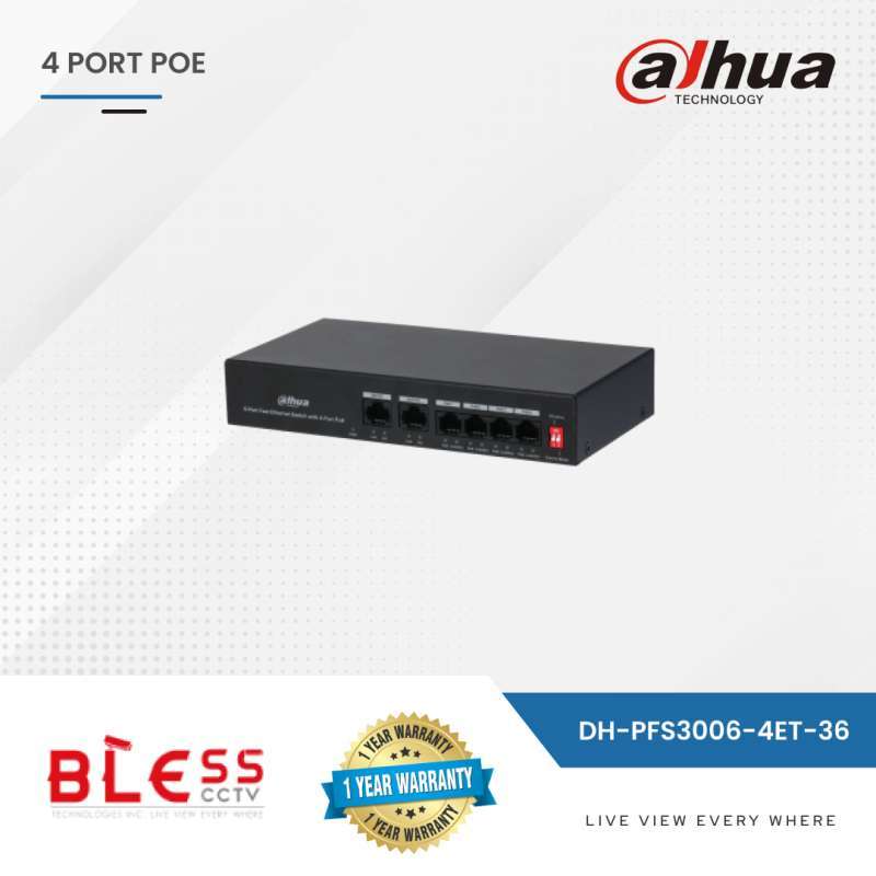 Jual DAHUA DH-PFS3006-4ET-36 6 Port Fast Ethernet Switch with 4-Port ...