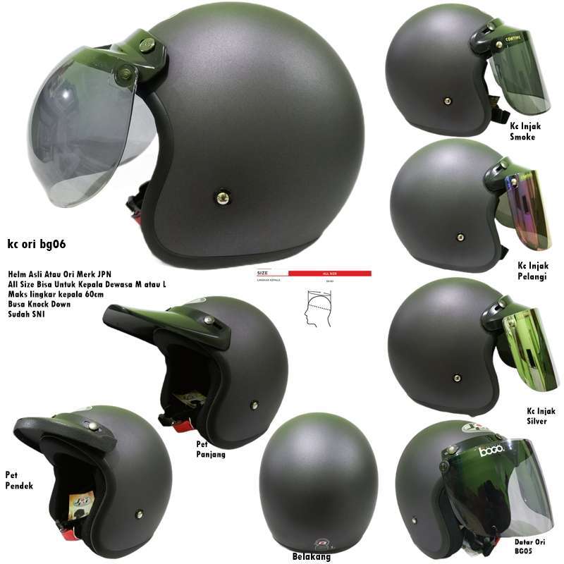 Jual Skuterhelm91 Helm Bogo Dewasa Retro Klasik Full Leher JPN Gunmetal