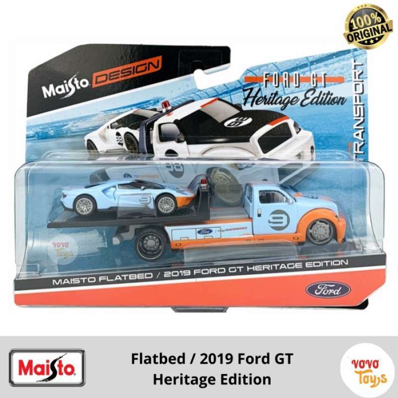 Promo Maisto Design 1/64 Flatbed Transport 2019 Ford GT Heritage Gulf