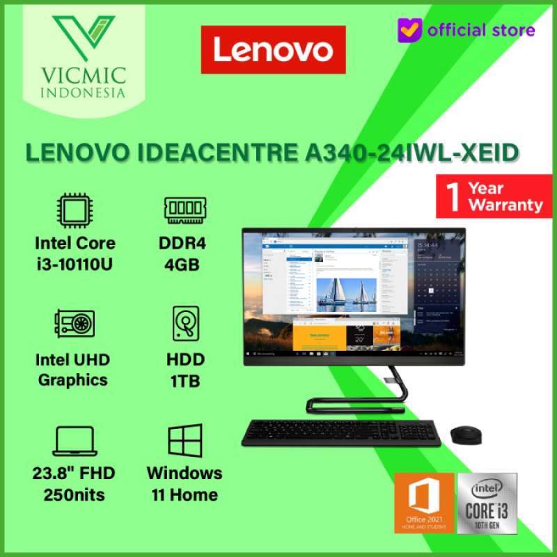 Jual Lenovo All In One IdeaCentre A34024IWLXEID [Intel i310110U/4GB