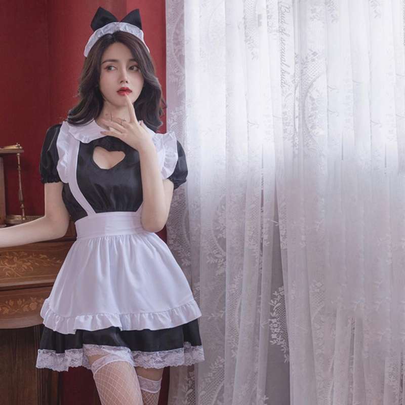 Promo Sexy Women Cosplay French Maid Uniform Lingerie Apron Fancy Dress B Diskon 29 Di Seller