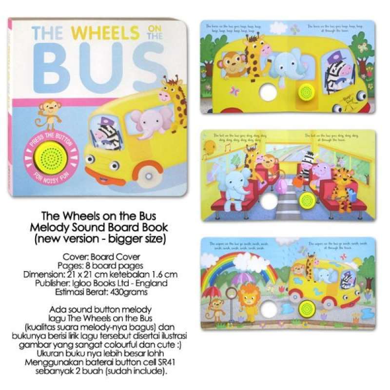Jual Melody Sound Board Books (new! Bigger Size) Wheels On The Bus / If ...