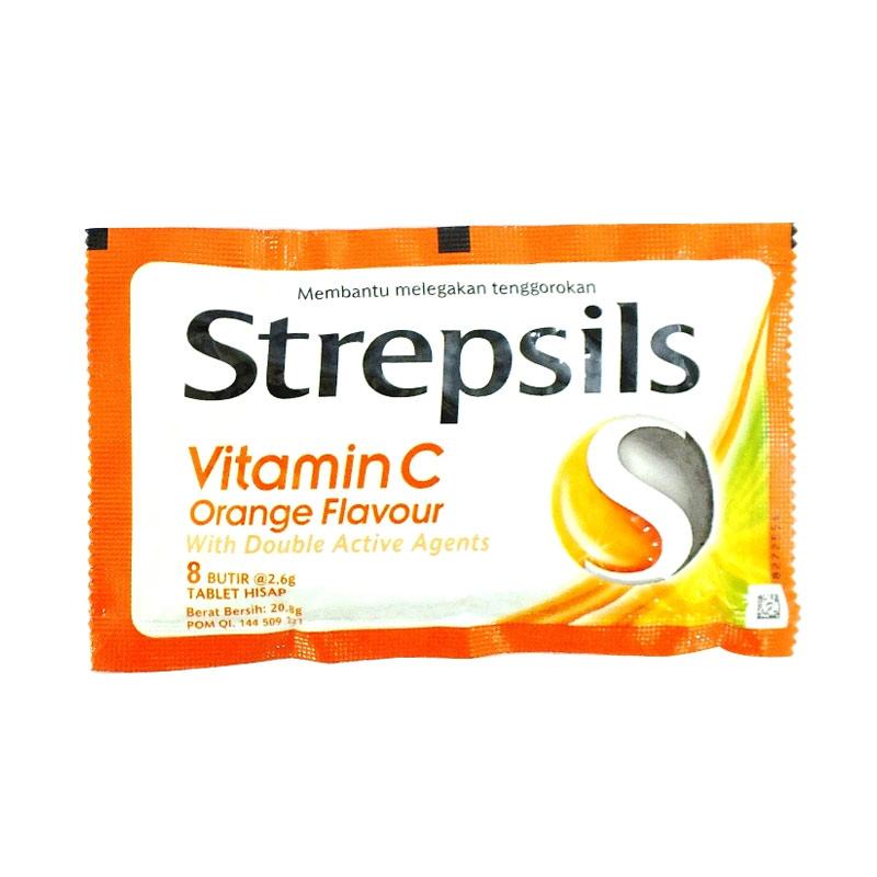 Jual Strepsils Orange Flavour Vit C Permen [8 x 2.6 g/ Sachet] di