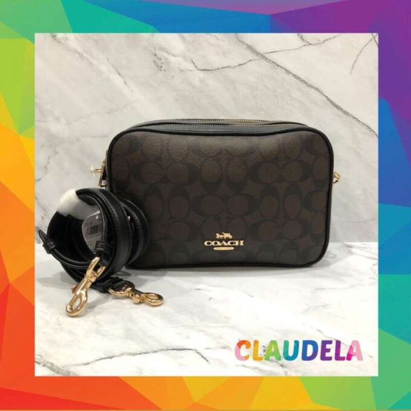 Jual Coach Jes Crossbody Camera Bag In Signature Dark Brown Di Seller