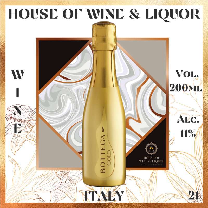 Jual Bottega Gold Brut Sparkling Wine Mini Piccolo Bottle 200 Ml Di