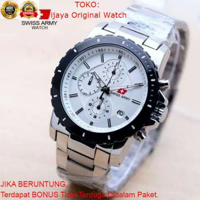 Promo BERGARANSI Jam tangan Swiss Army Stainlees steel-Jam Tangan Pria