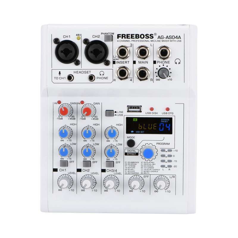 Promo 4CH Bluetooth Audio Mixer Mixing Console Mobile Phones Karaoke