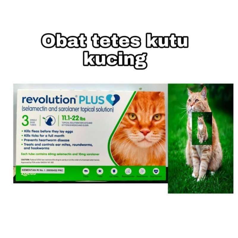 Jual Revolution Plus Cat Green 11.122 lbs 1 tube obat tetes kutu