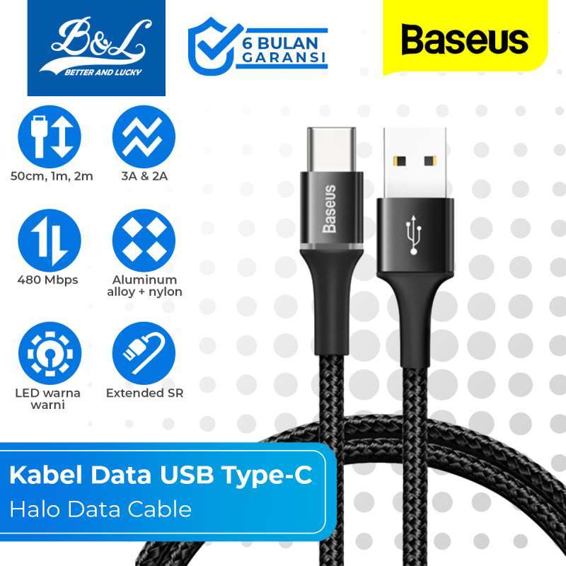 Jual Baseus Kabel Data Typec Led Indicator Halo Data Cable 1m Hitam