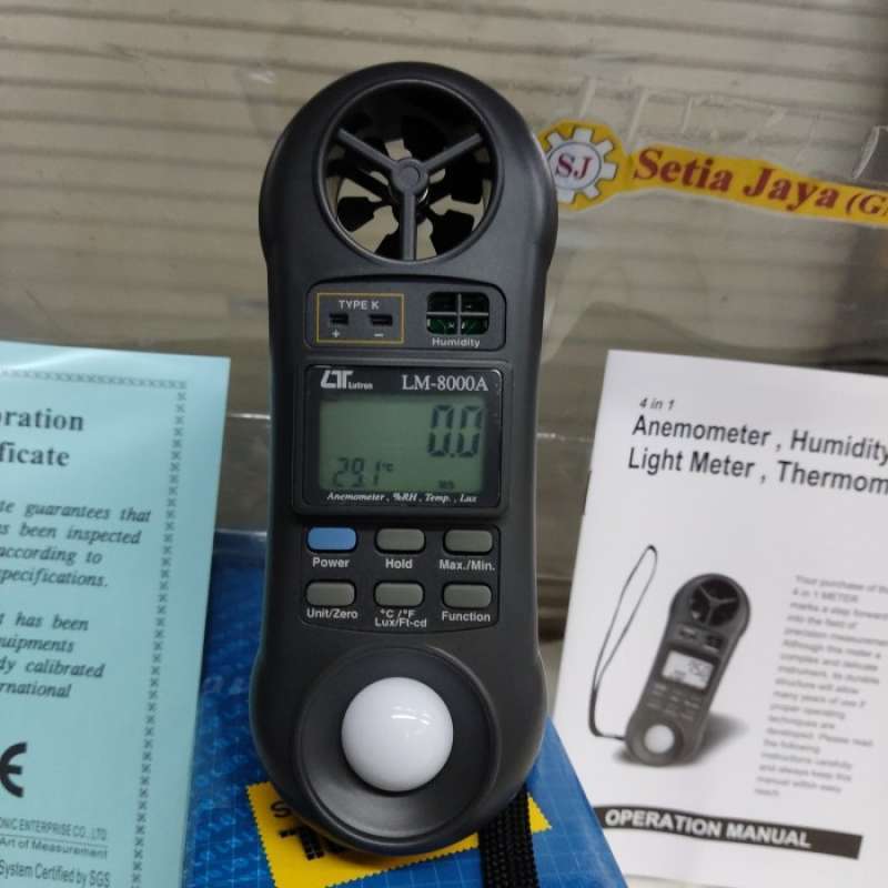 Jual Lutron LM8000A Anemometer+Humidity+Light Meter+Thermometer di