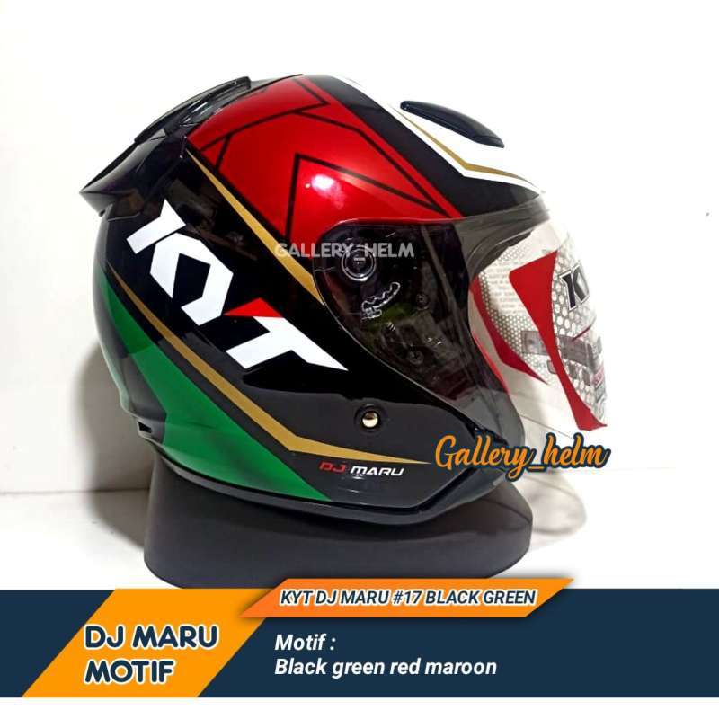 Jual Helm Kyt Dj Maru 17 Black Green Helm Kyt Half Face Motif