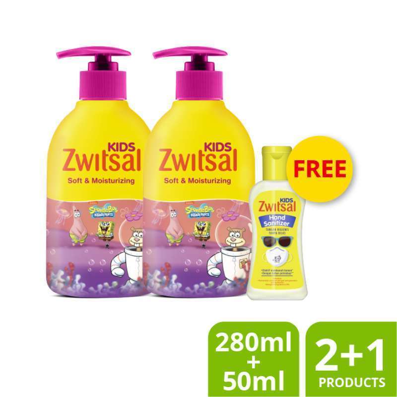 Jual Zwitsal Kids 2in1 Pink Soft & Moisturizing [280mL/Twinpack] + Free