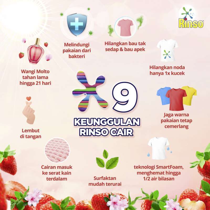 Promo Rinso Sensi Fresh Korean Strawberry Detergent Cair [18 Ml] Diskon ...