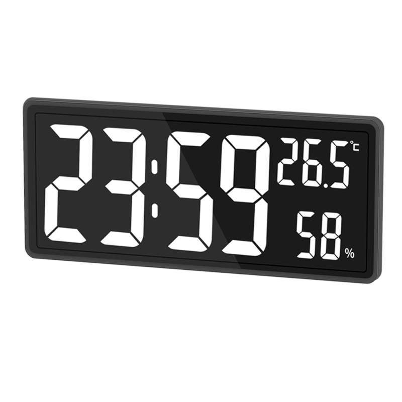 Jual Large Led Digital Wall Clock With Indoor Temperature White Di