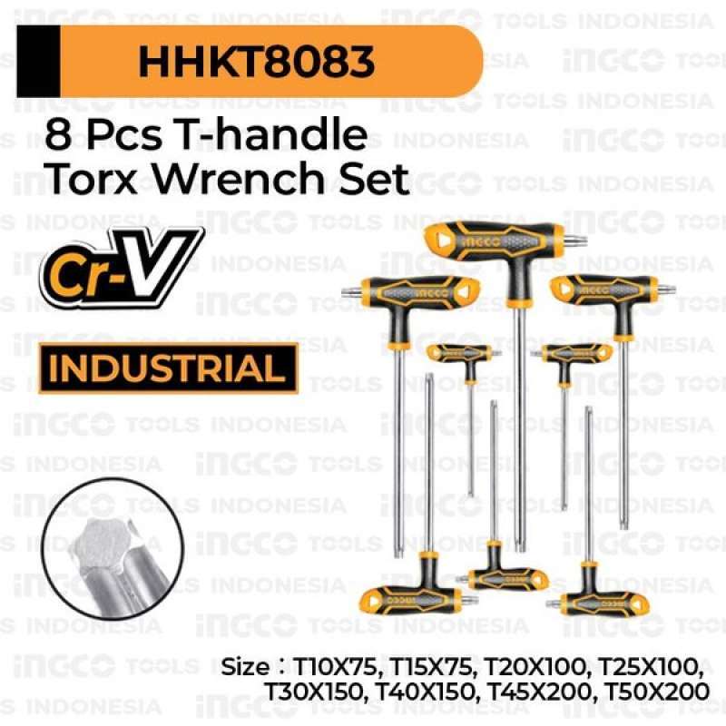 INGCO Torx Schlüssel Set – 8 Stück, T10 Bis T50, Cr-V, Verchromt