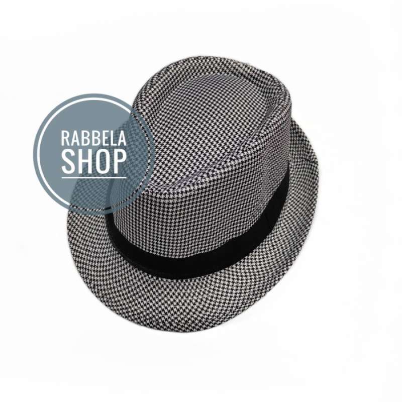 Jual Fedora Hat Topi Pria Wanita Topi Jazz Vintage Motif Bintik Putih