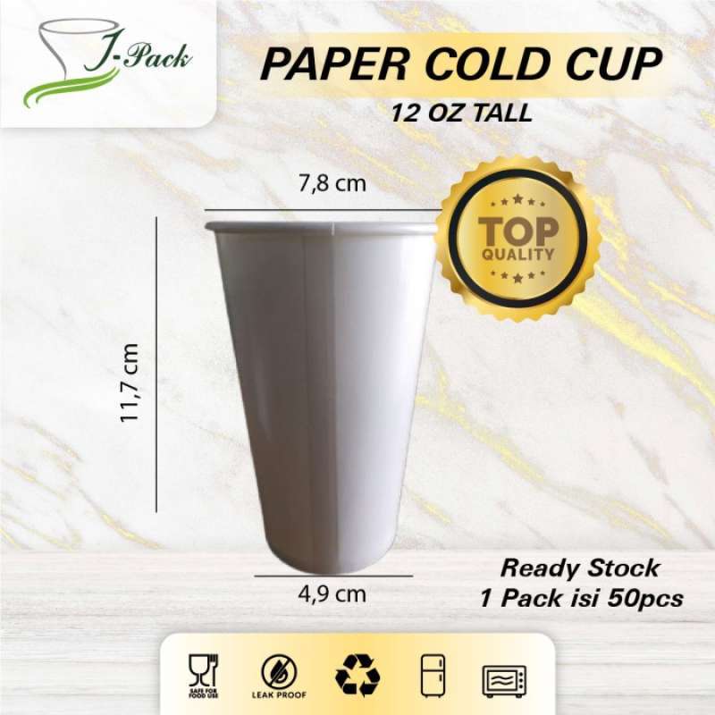 Promo Paper Cup 12 Oz Cold / Dpe ( Tall ) Polos - Per 50 Pcs Diskon 45% ...