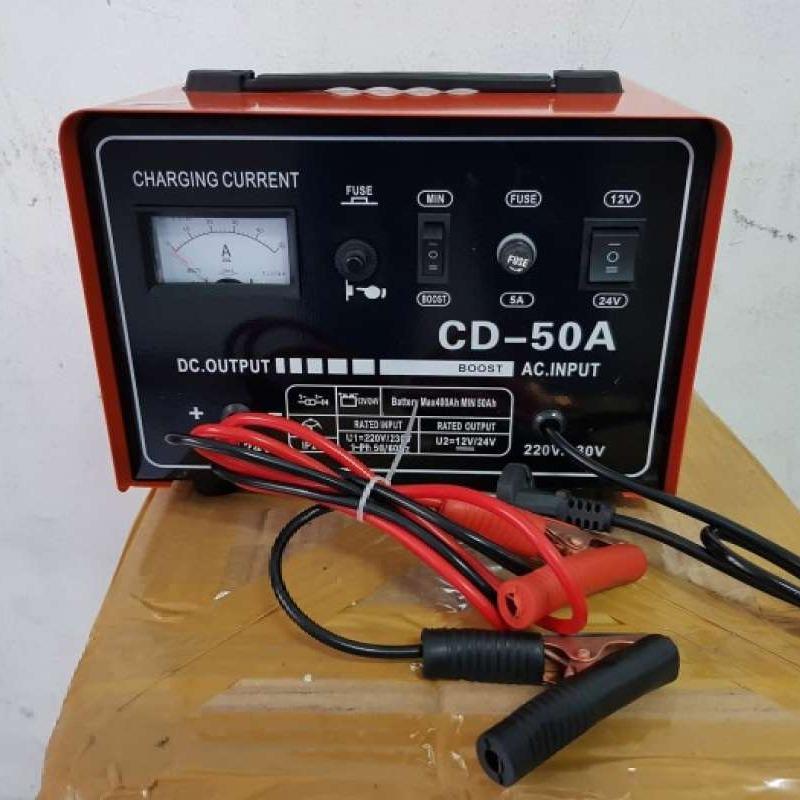 Promo Charger Aki 50 Ampere bisa accu 12v & 24v Merk ROCIA / baterai
