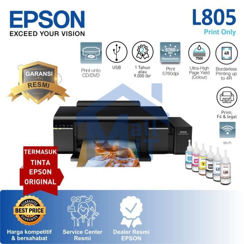 Jual PRINTER EPSON L805 6 COLOR PRINT CD DVD PRINTER FOTO PHOTO A4