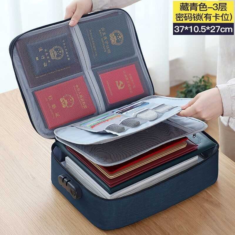 Jual Document Bag Tas Travel LOCK 3 Digit Password Secure Lock Anti Air Biru di Seller Toseda