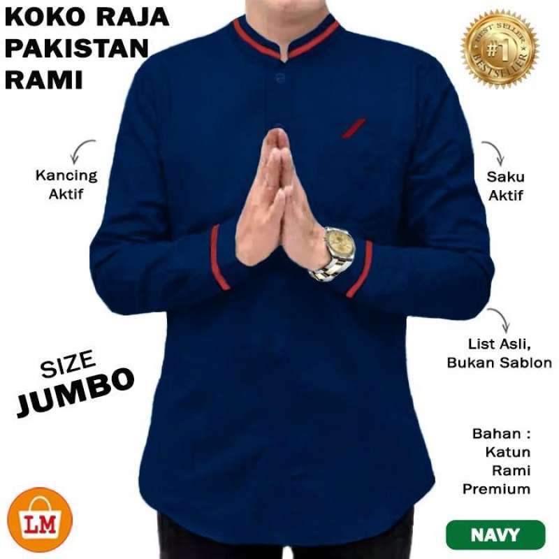 Jual Lm 27751 Baju Pria Lengan Panjang Koko Raja Pakistan Rami Size ...