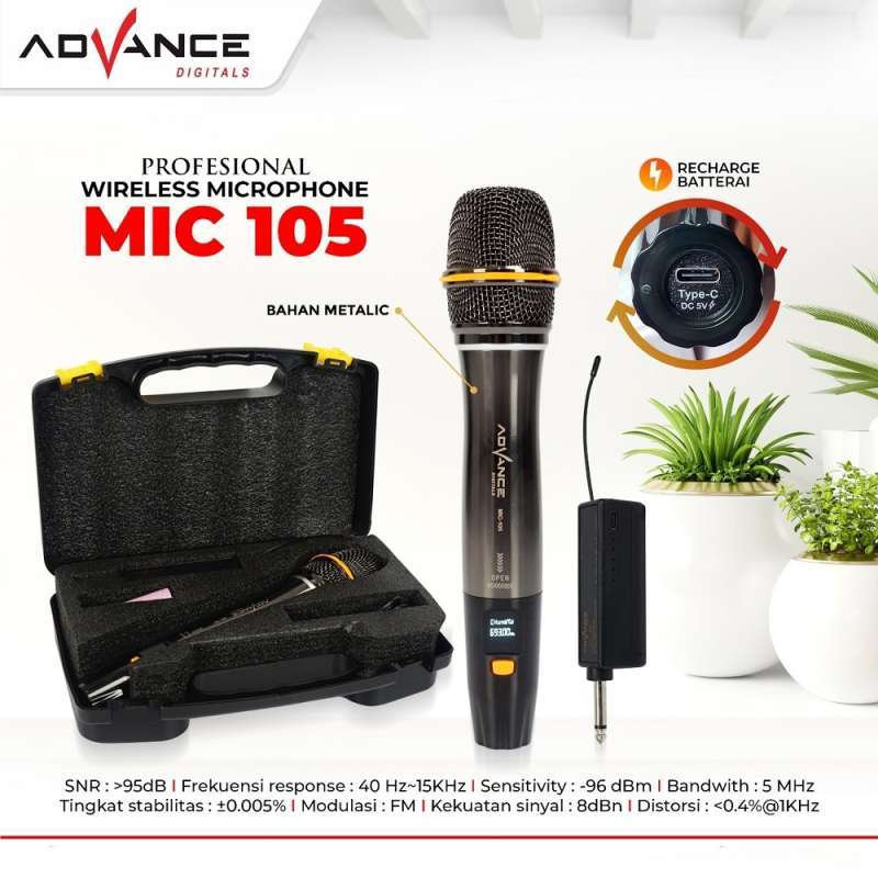 Promo Advance Mic105 Microphone Profesional Mic Wireless Gold Bisa di
