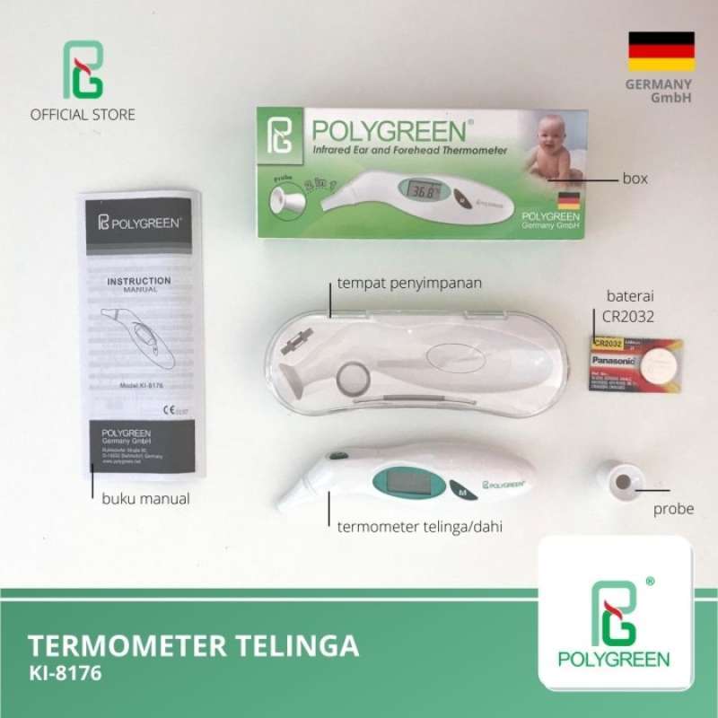 Promo Thermometer Ear Forehead Polygreen KI 8176 / Termometer infrared