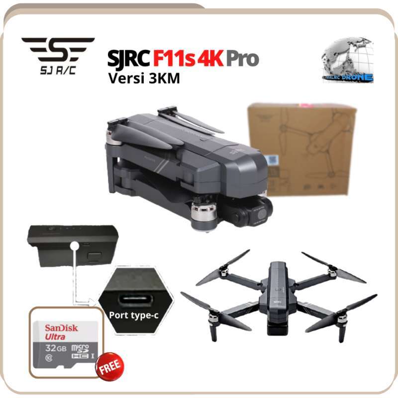 Promo SJRC F11s 4K Pro Eis Gimbal 2 Axis 25-28 menit 3KM Diskon 1% di ...