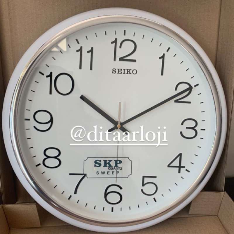 Jual Jam Dinding Seiko Ukuran 32Cm Chrome Minimalis Silent Sweep di