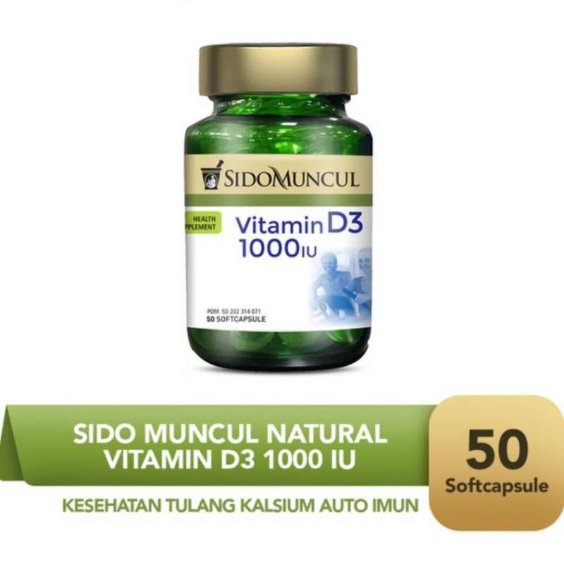 Jual SIDO MUNCUL VITAMIN D3 1000IU 50softCapsul vit Tulang, imun