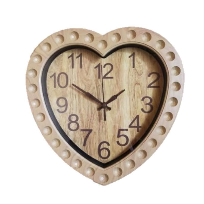 Jual Jam Dinding bentuk hati wood grain hiasan dinding di Seller Toko