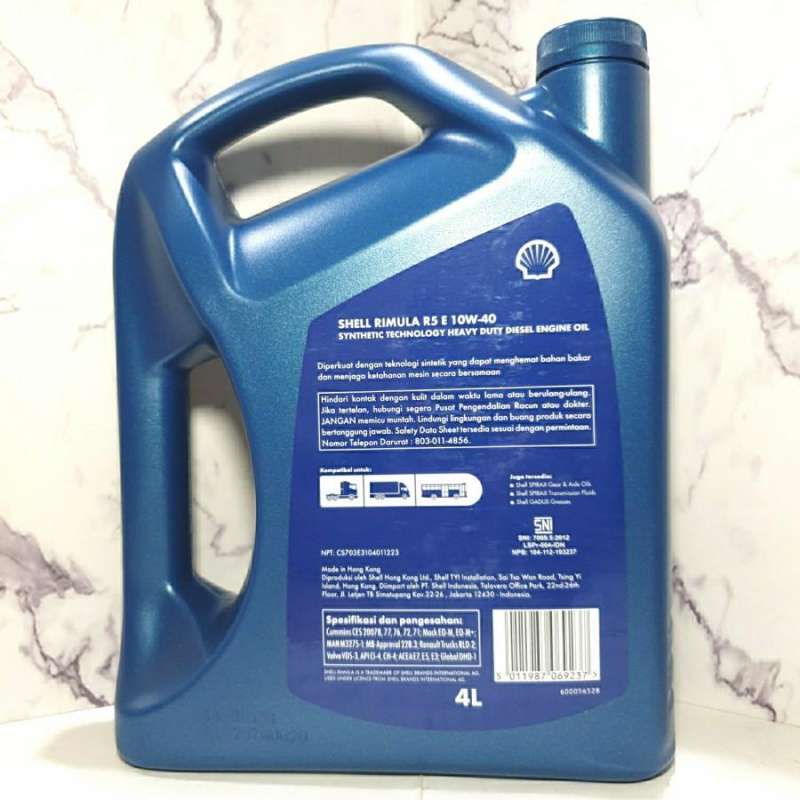 Jual Shell Rimula R5e/ R5 E 10W-40 4 Liter (Oli Mesin Diesel Synthetic ...