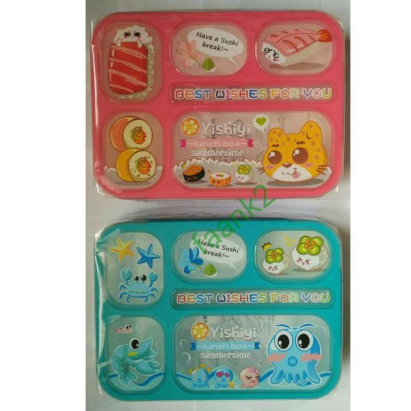 Jual Lunch Box Grid Bento Anak Yishiyi 5 Sekat di Seller Holystore99
